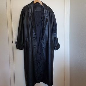 Genuine leather '80 trench coat
